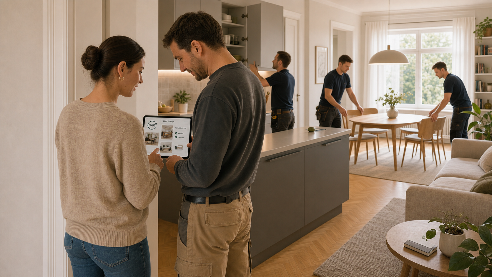 Küche, Möbel und Interieur werden über 360° Property ausgewählt, bestellt und montiert
