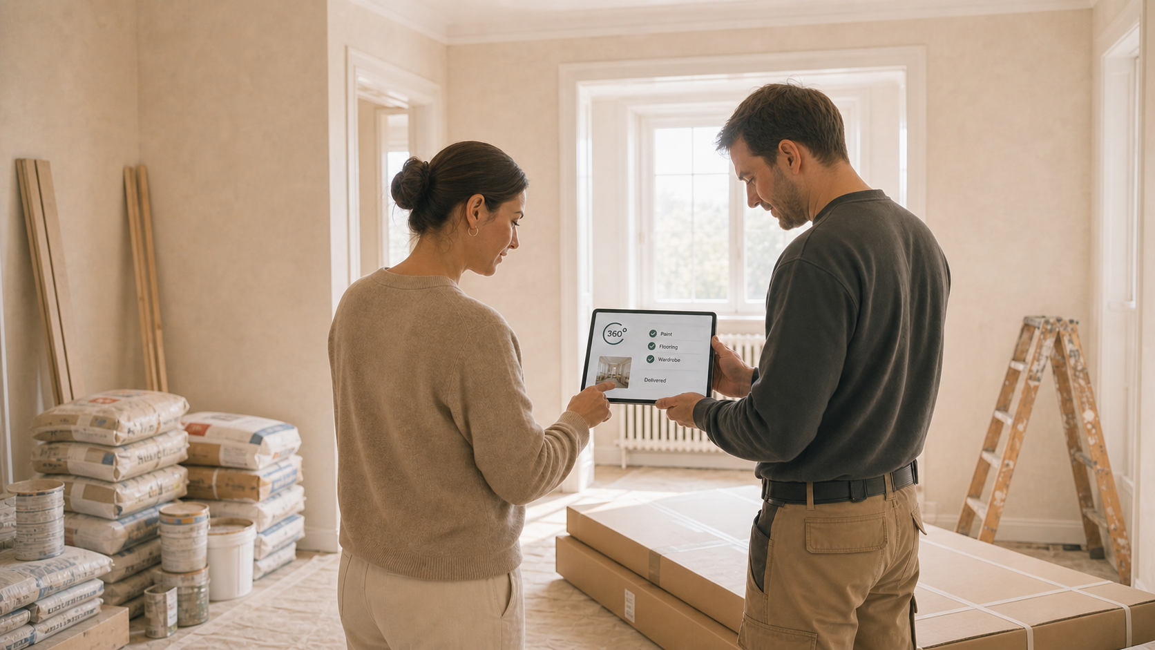 Material und Möbel werden über 360° Property koordiniert